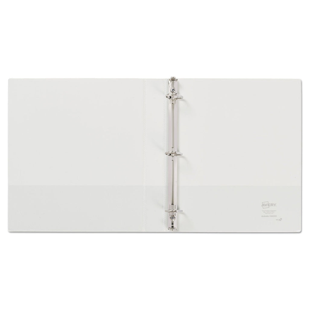 Avery Durable View Binder with DuraHinge and Slant Rings, 3 Rings, 1" Capacity, 11 x 8.5, White