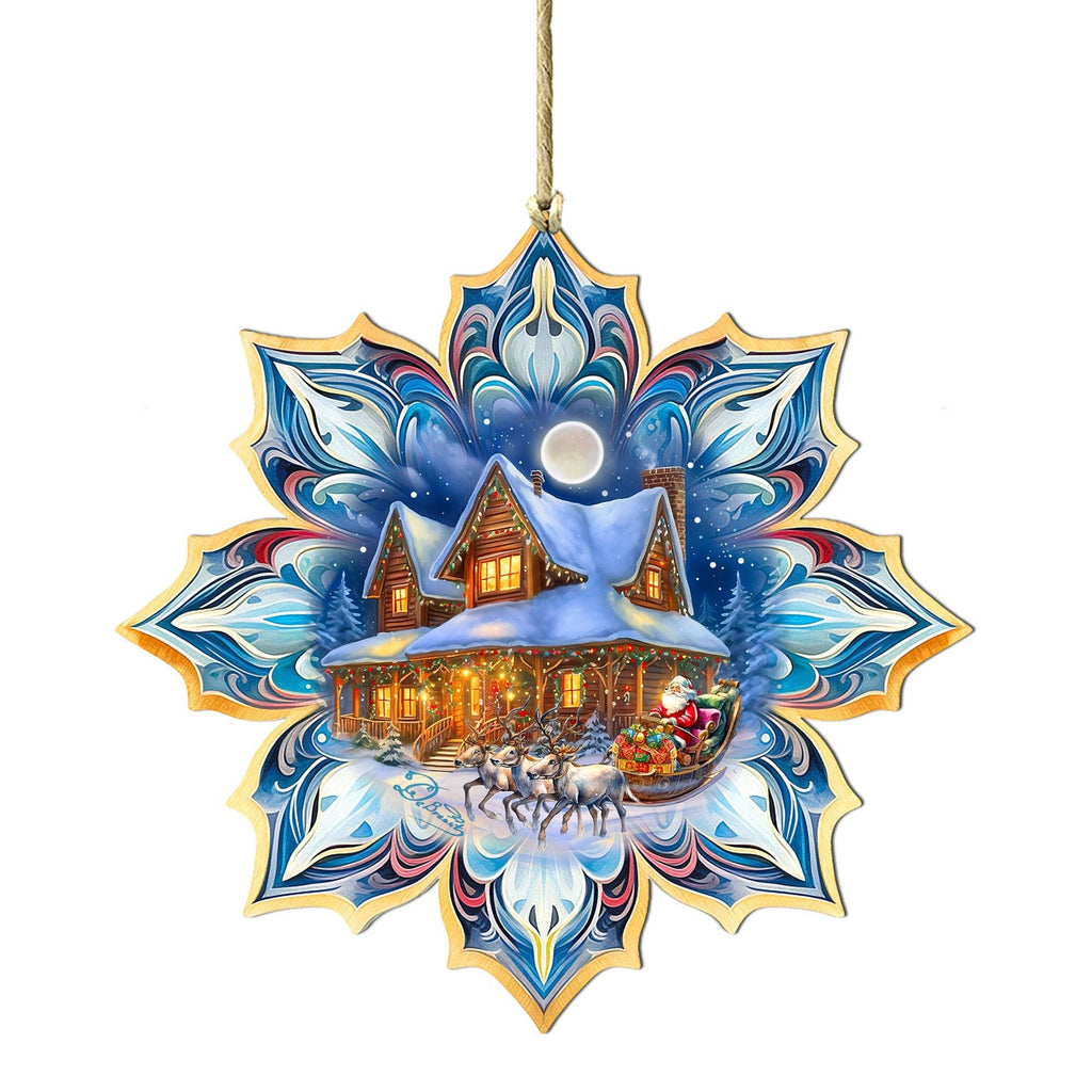 White Horse Snowflake Large Wooden Ornament by G. Debrekht - Nature Wildlife Decor - 8688433M