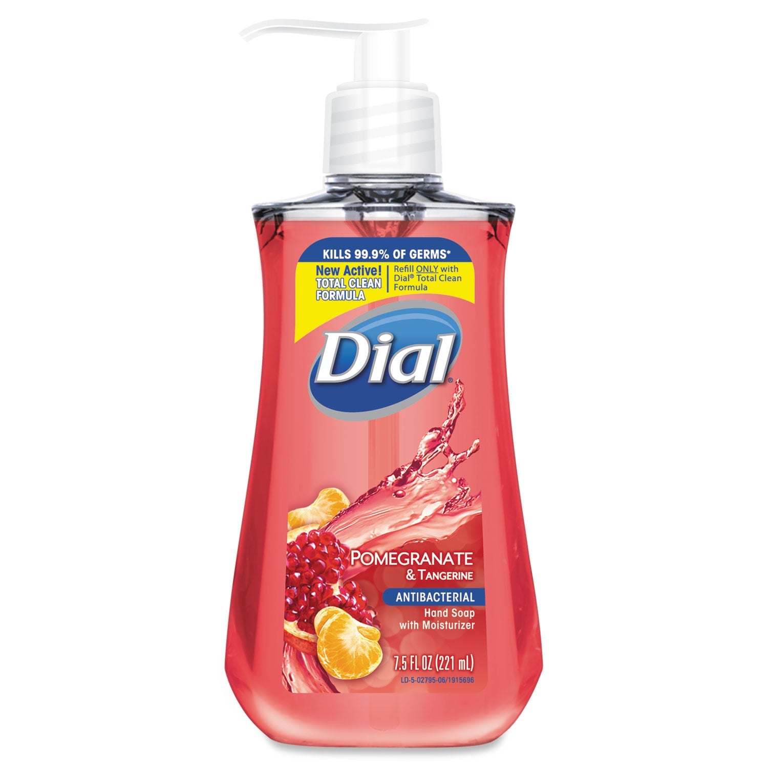 Dial Antibacterial Liquid Soap, Pomegranate and Tangerine, 7.5 oz Pump Bottle, 12/Carton