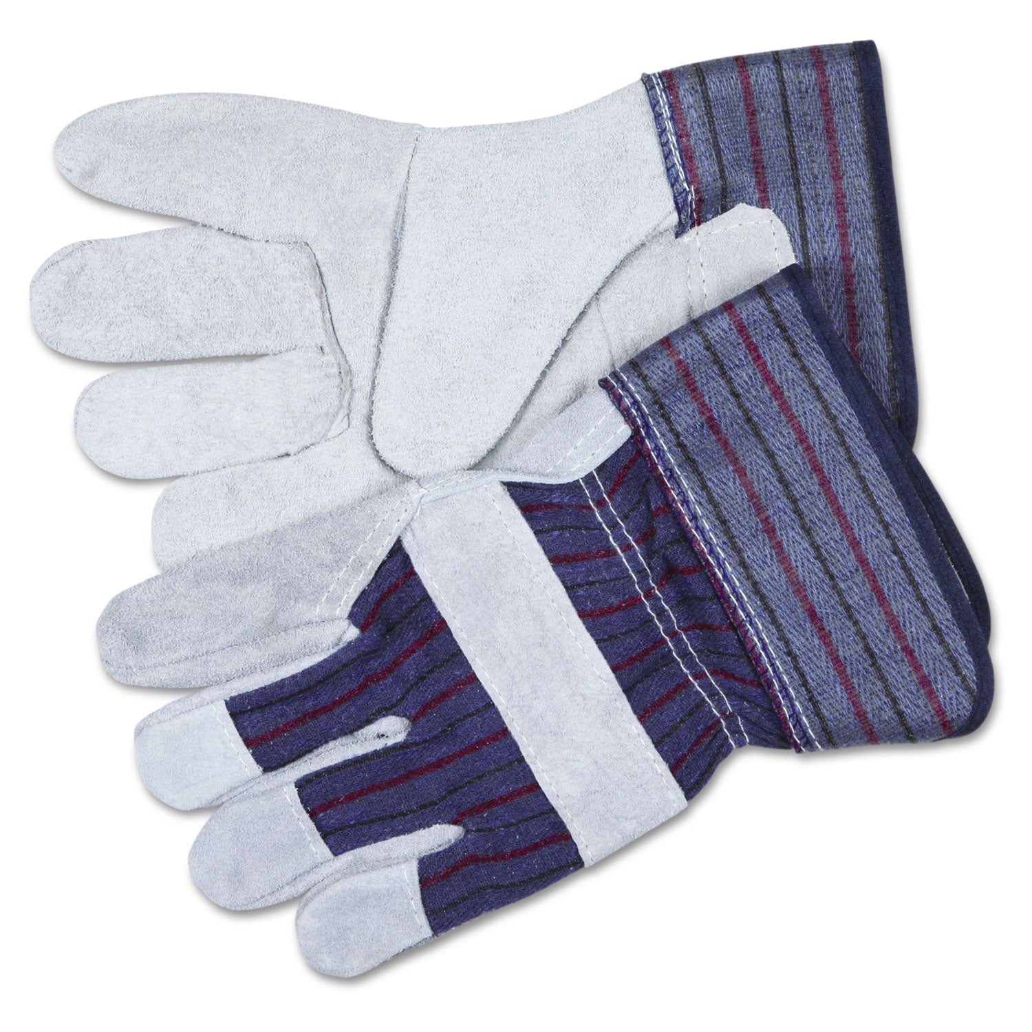 MCR Split Leather Palm Gloves, Large, Gray, Pair