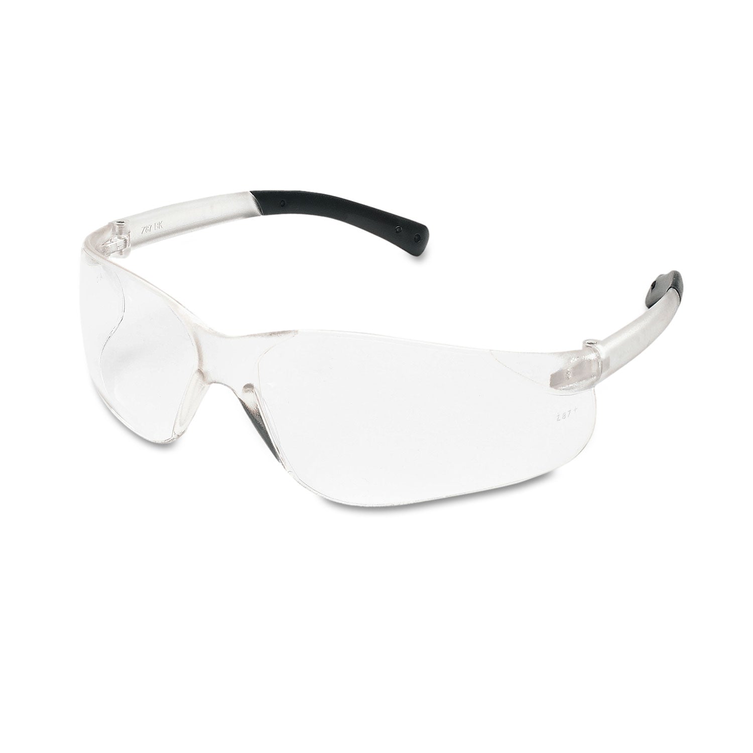 MCR BearKat Safety Glasses, Wraparound, Black Frame/Clear Lens, 12/Box