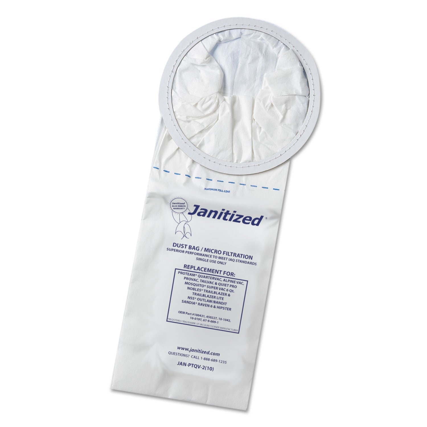 Janitized Vacuum Filter Bags Designed to Fit ProTeam 6 Qt. QuarterVac, 100/CT