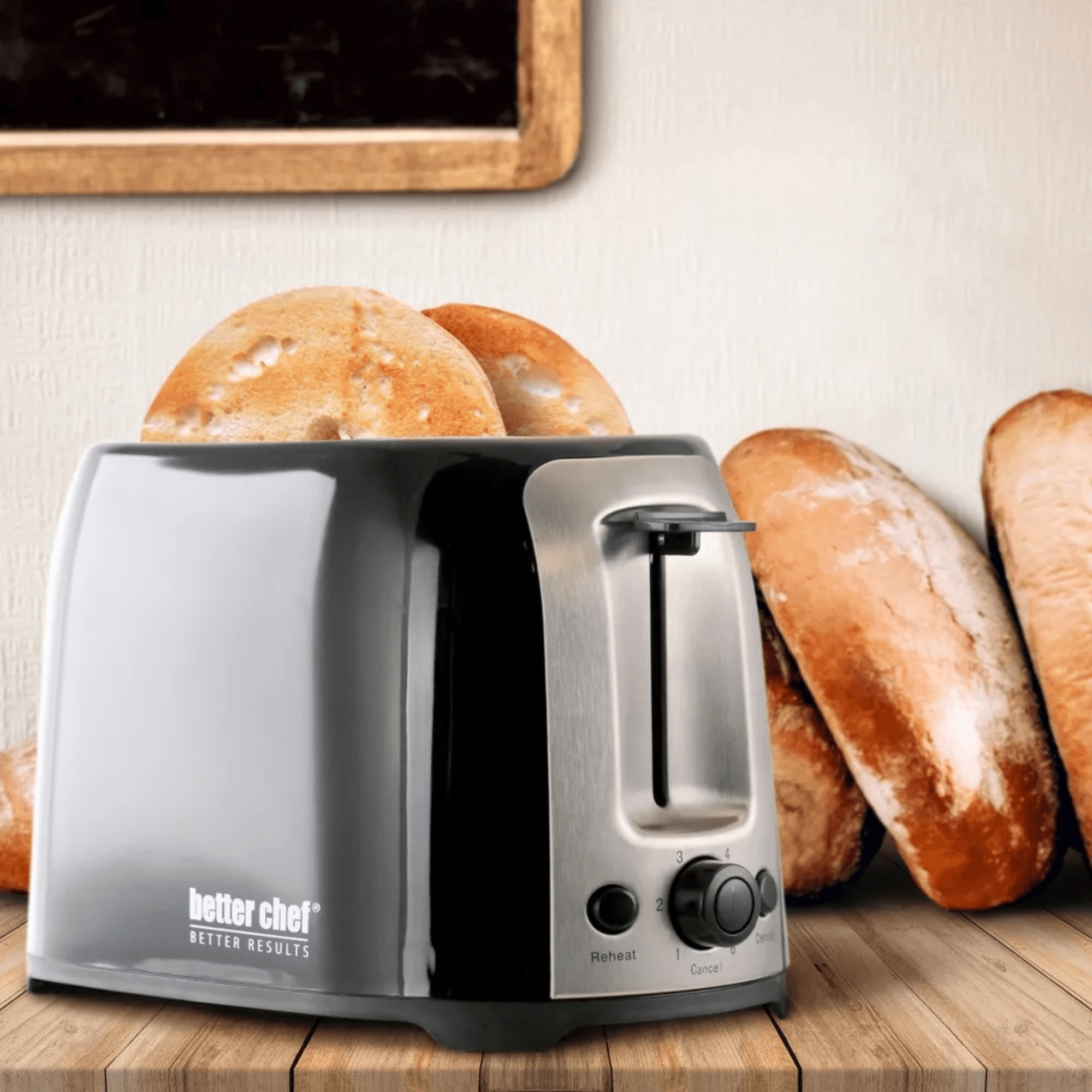 Better Chef Deluxe Cool Touch Wide-Slot 2-Slice Toaster with Stainless Accents - REFURBISHED