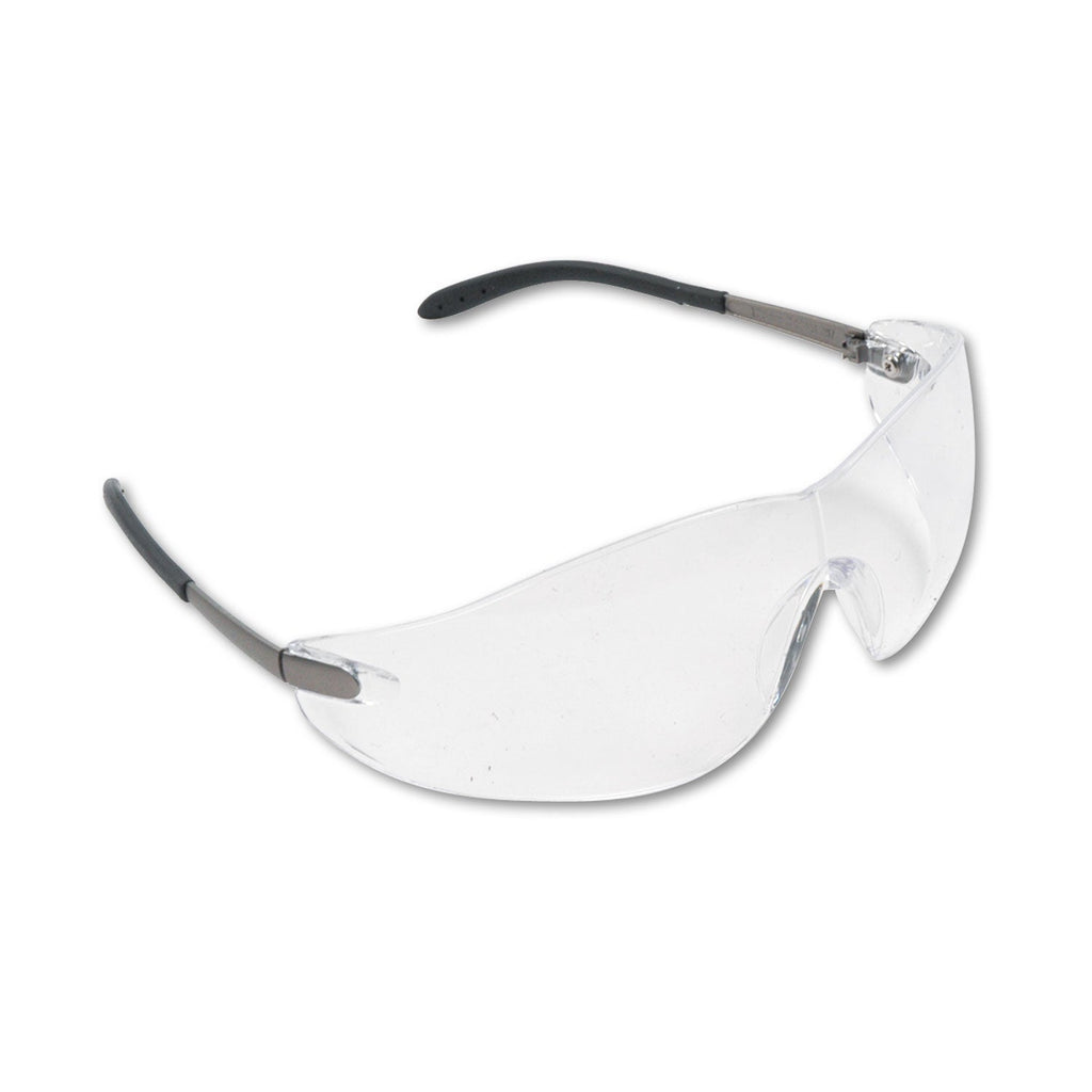 MCR Blackjack Wraparound Safety Glasses, Chrome Plastic Frame, Clear Lens