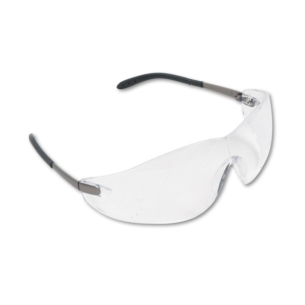 MCR Blackjack Wraparound Safety Glasses, Chrome Plastic Frame, Clear Lens