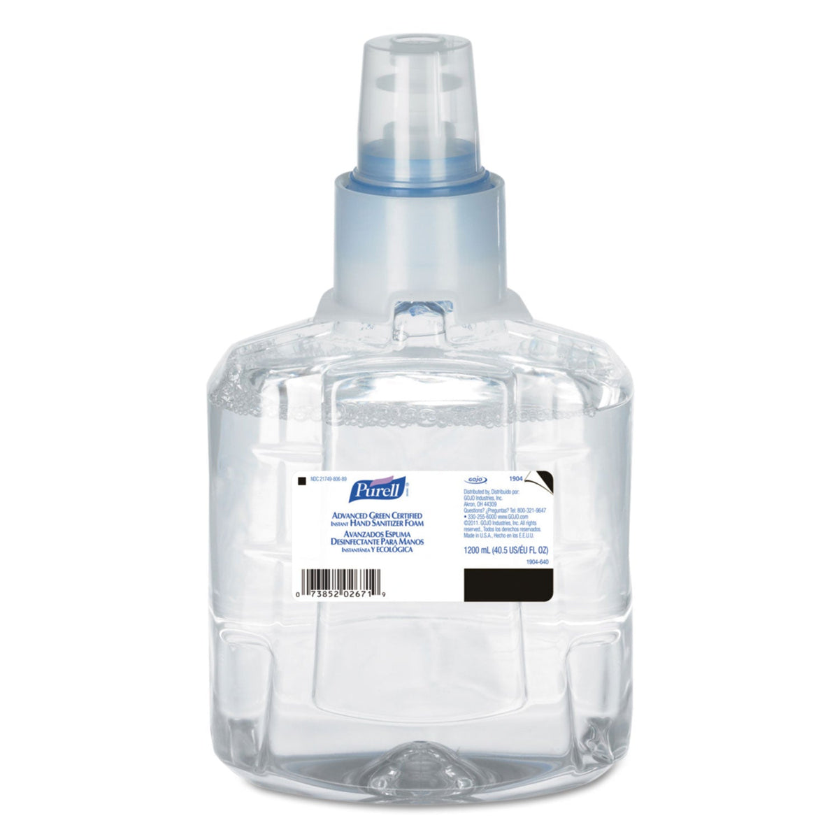 PURELL Advanced Hand Sanitizer Green Certified Foam Refill, For LTX-12 Dispensers, 1,200 mL, Fragrance-Free, 2/Carton