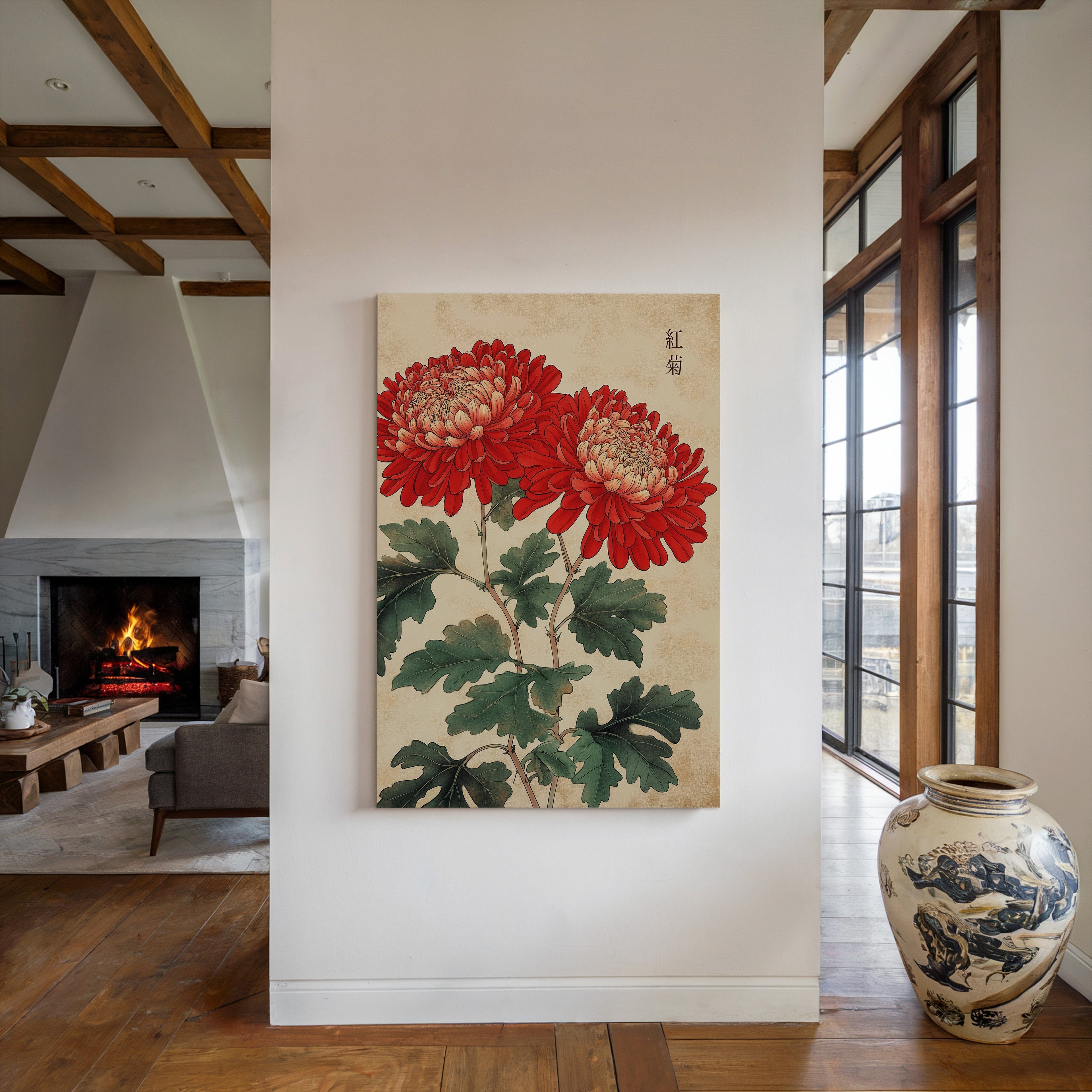 Red Chrysanthemum Elegance