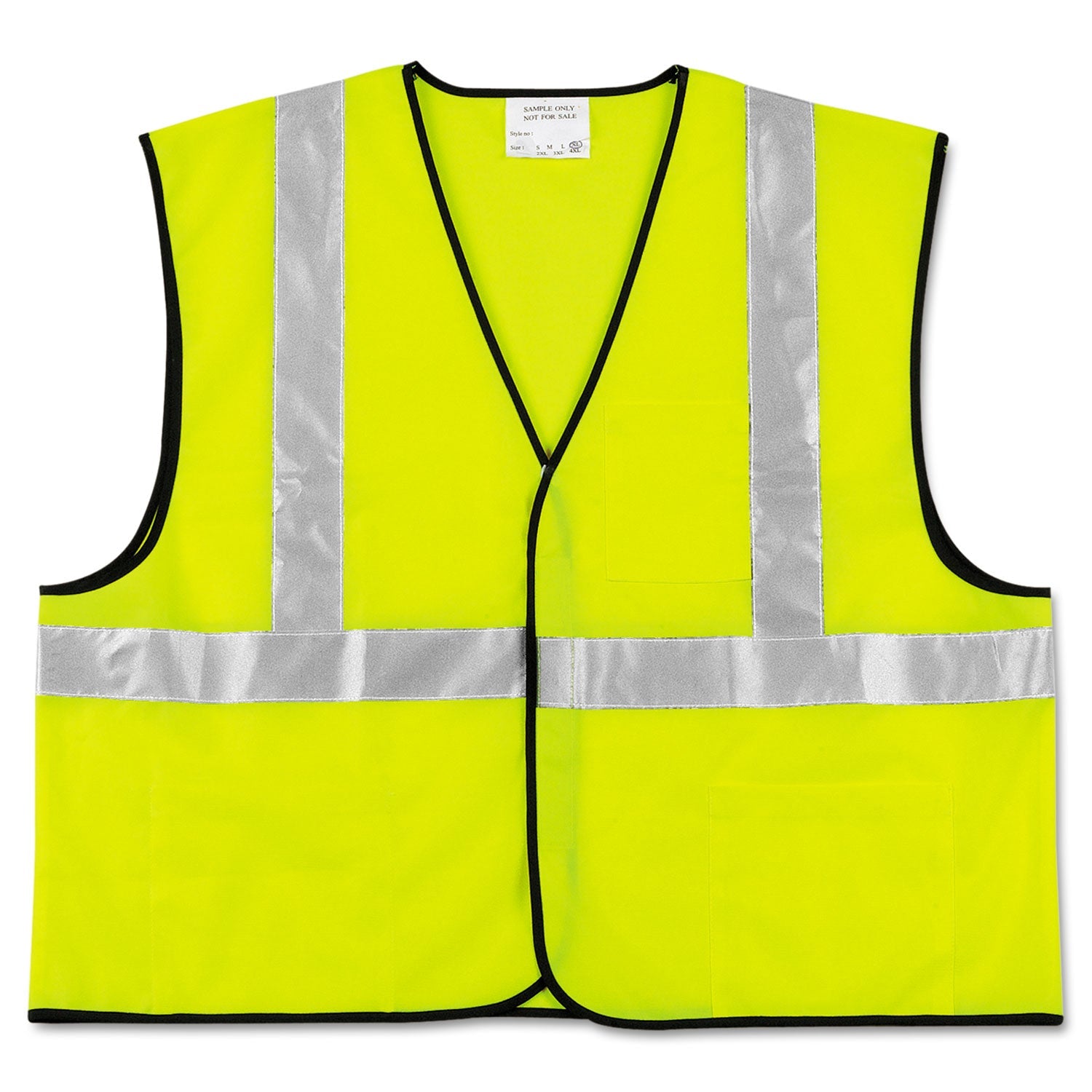 MCR Class 2 Safety Vest, Polyester, 2X-Large, Fluorescent Lime with Silver Stripe