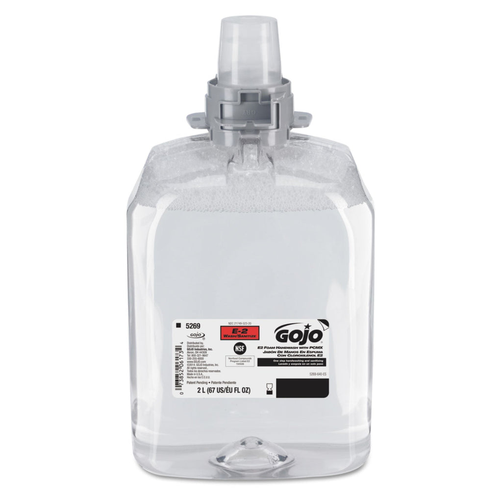 GOJO E2 Foam Handwash with PCMX for FMX-20 Dispensers, Fragrance-Free, 2,000 mL Refill, 2/Carton