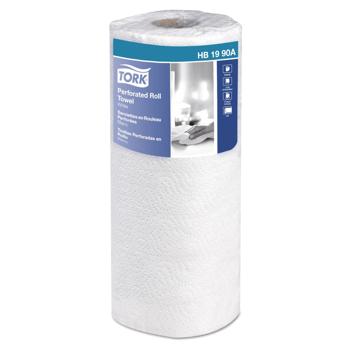Tork Universal Perforated Kitchen Towel Roll, 2-Ply, 11 x 9, White, 84/Roll, 30 Rolls/Carton