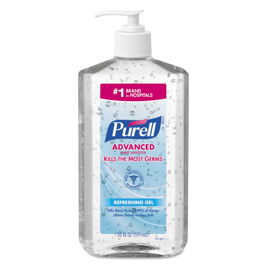 PURELL Advanced Refreshing Gel Hand Sanitizer, 20 oz Pump Bottle, Clean Scent, 12/Carton