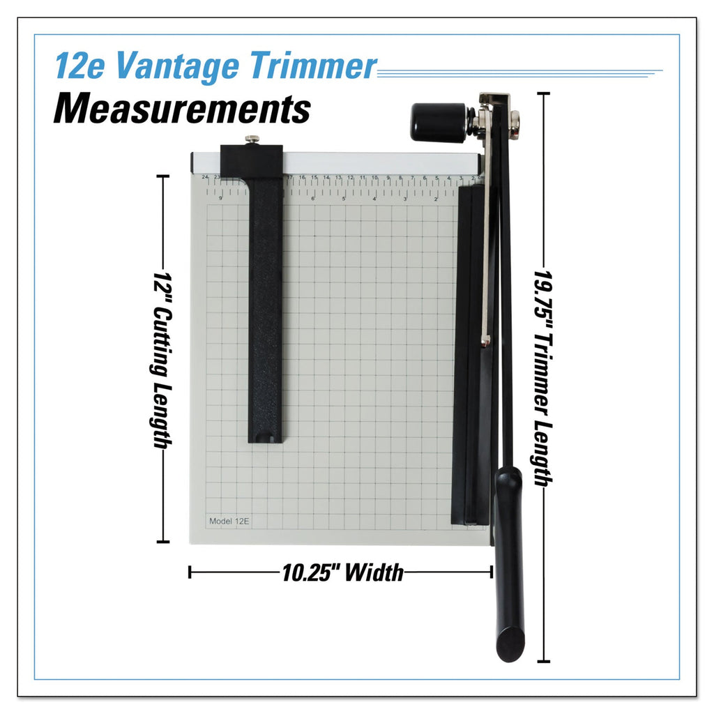 Dahle Vantage Guillotine Paper Trimmer/Cutter, 15 Sheets, 12" Cut Length, Metal Base, 10 x 12.75
