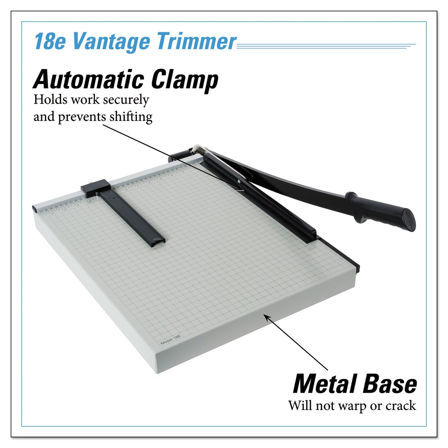 Dahle Vantage Guillotine Paper Trimmer/Cutter, 15 Sheets, 18" Cut Length, Metal Base, 15.5 x 18.75