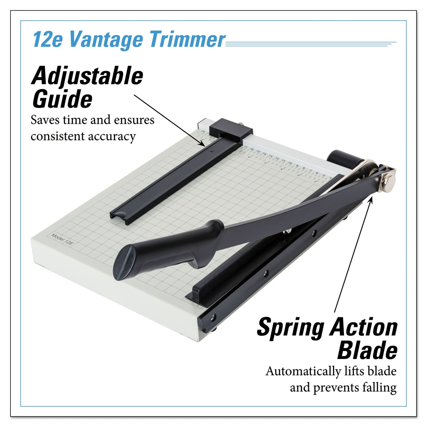 Dahle Vantage Guillotine Paper Trimmer/Cutter, 15 Sheets, 12" Cut Length, Metal Base, 10 x 12.75