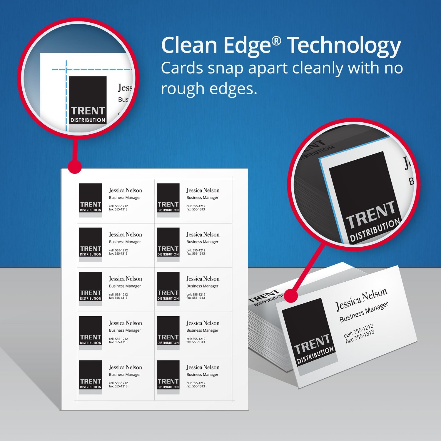 Avery Clean Edge Business Cards, Laser, 2 x 3.5, White, 1,000 Cards, 10 Cards/Sheet, 100 Sheets/Box