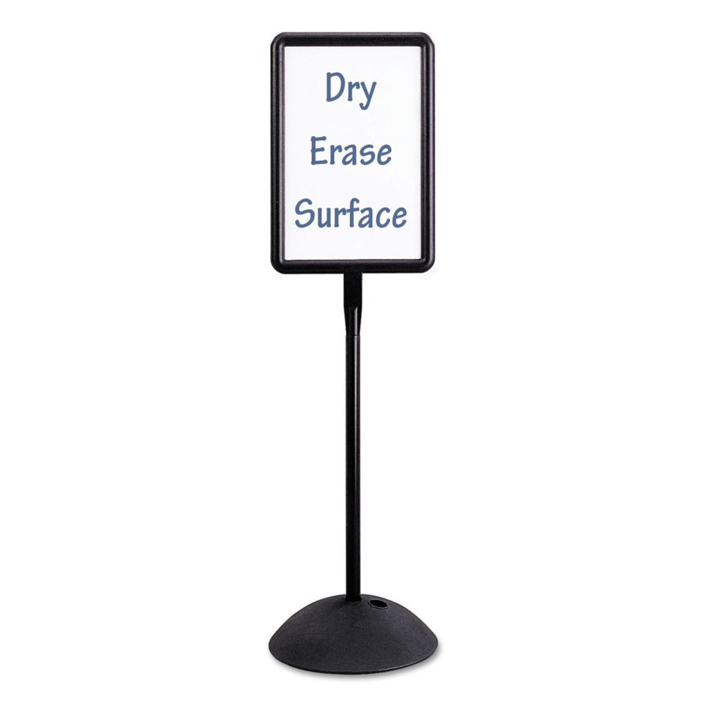 Safco Double Sided Sign, Magnetic/Dry Erase Steel, 18 x 18, White, Black Frame