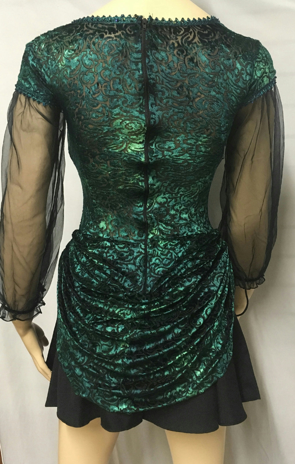 Women's Blue Green Velvet Burnout Treasure Pirate Costume Dress M/L 8-12