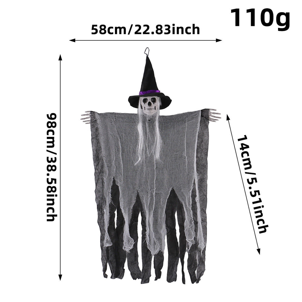 Halloween Skull Witch Hanging Ornament - Scary Holiday Party Home Decor Pendant
