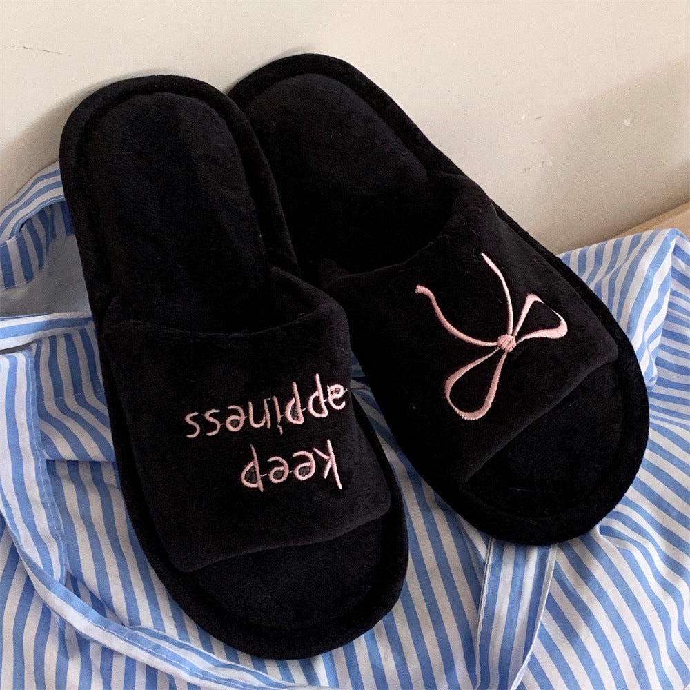 New Creative English Letters Ins Style Word Soft Flat Bottom Ladies Cotton Slippers