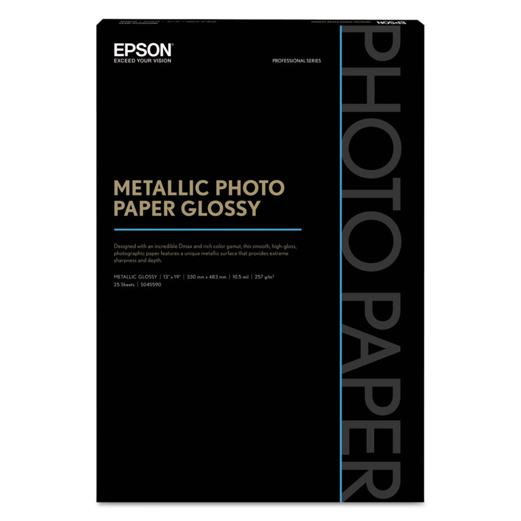 Epson Professional Media Metallic Gloss Photo Paper, 5.5 mil, 13 x 19, White, 25/Pack