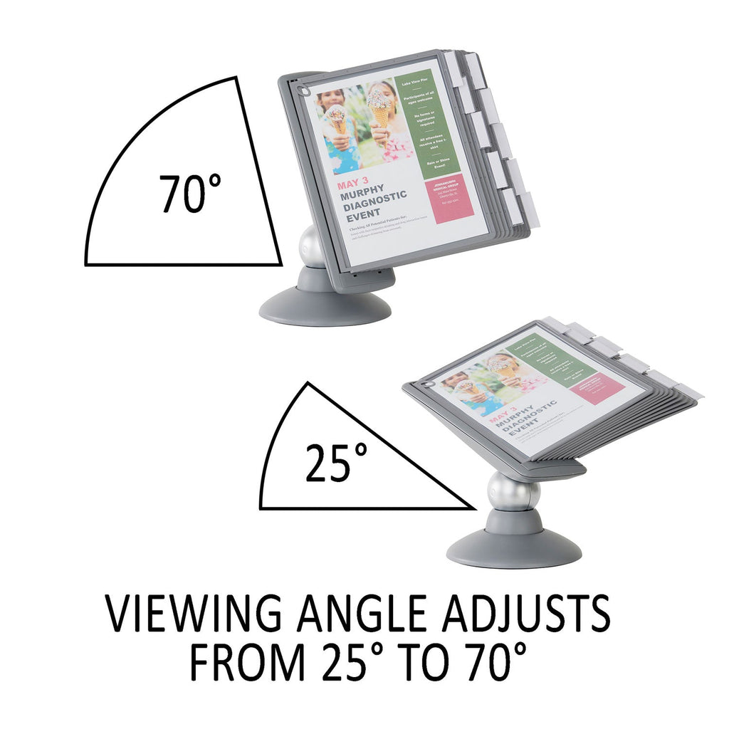 Durable SHERPA Motion Desk Reference System, 10 Panels, Gray Borders