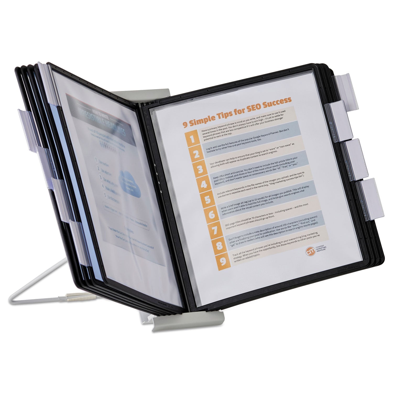 Durable InstaView Expandable Desktop Reference System, 10 Panels, Black Borders