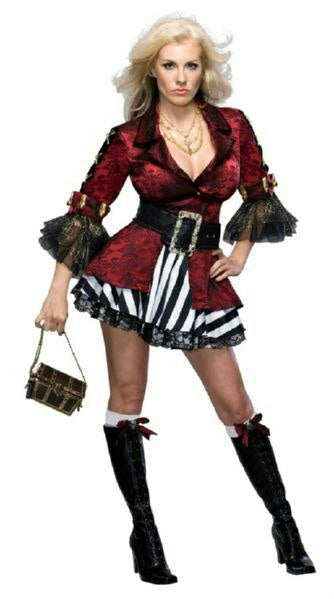 Secret Wishes Treasure Chest Victorian Pirate Girl Adult Costume Sz XS 0-2
