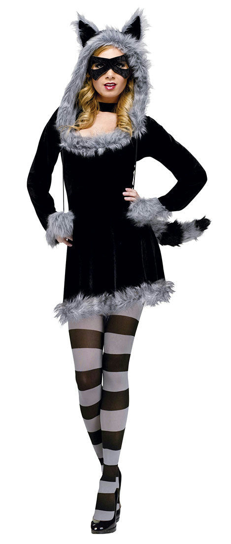 Women's Fantasy Deluxe Racy Raccoon Adult Costume S/M 2-8
