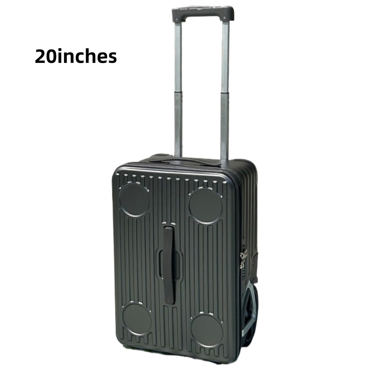 PC Material Large Wheel Luggage, 20 Inches, 24 Inches, TSA Lock, Folding Cup Holder, Outdoor Travel Luggage With Phone Holder And USB Port, Portable Rolling Luggage