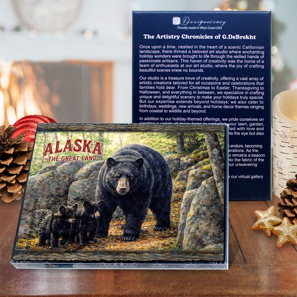 Black Bear with Cubs Greeting Card by G. Debrekht - 97101GC