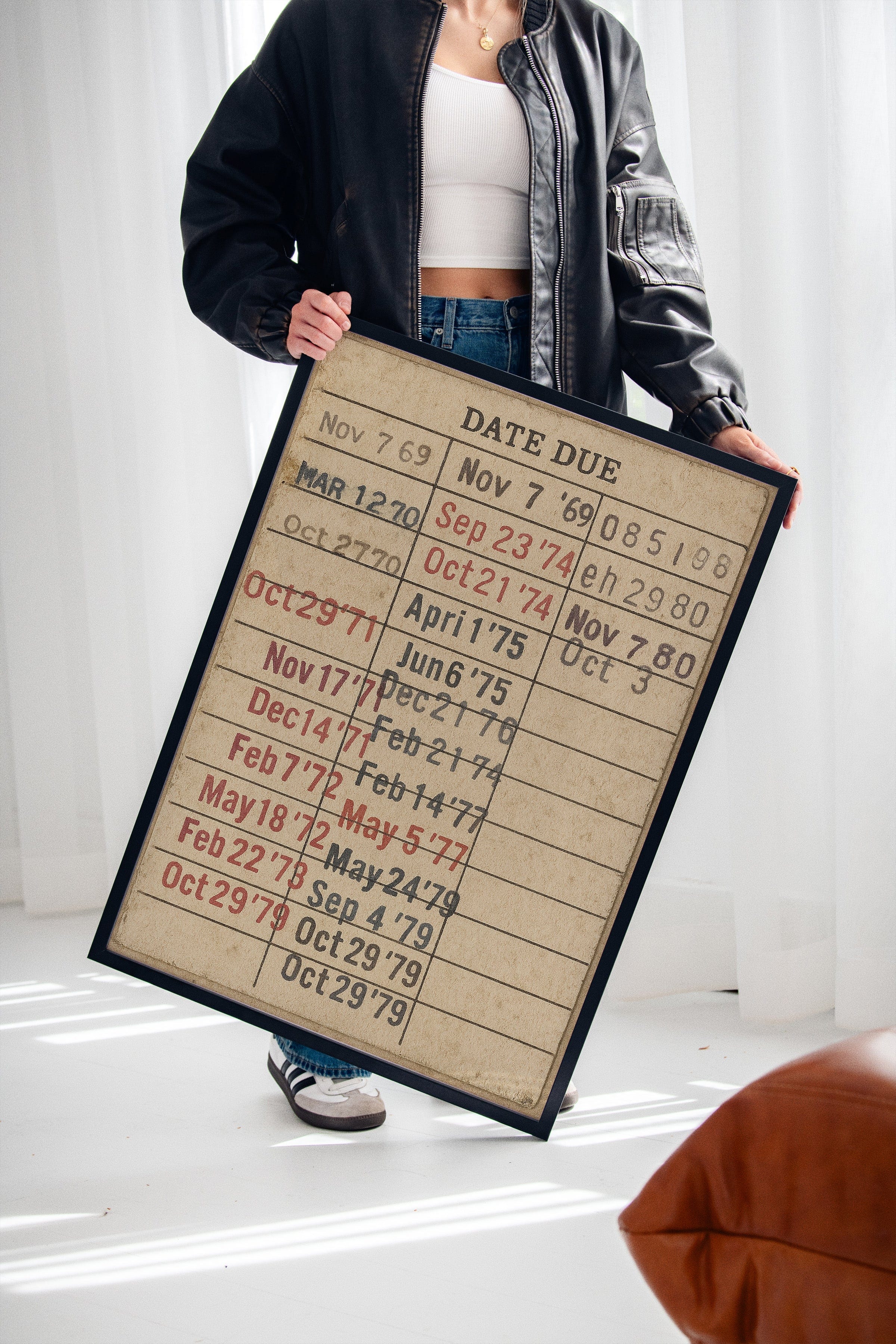 Vintage Library Date Due Card – Retro Paper Texture Wall Art