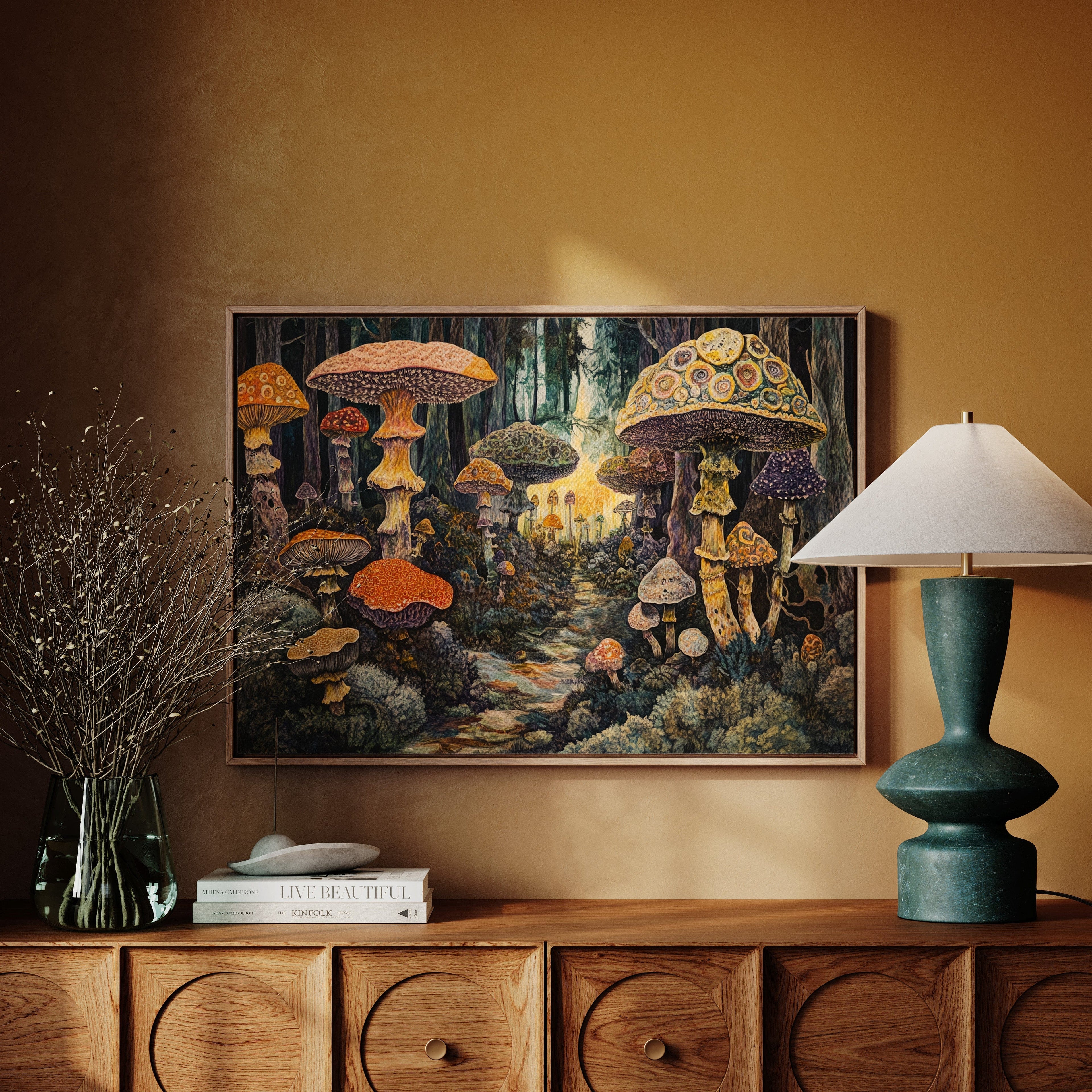 Enchanted Mushroom Forest: Mystical Fantasy Canvas Wall Art