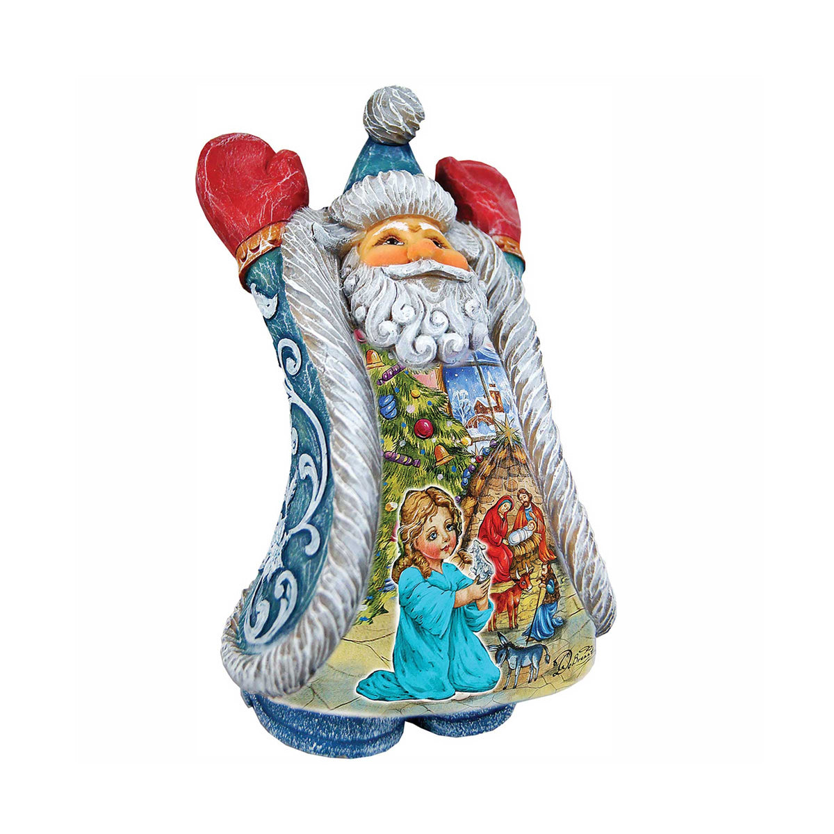Christmas Night Greetings Santa Handcrafted Christmas Figurine - G. DeBrekht - Christmas Santa Snowman Decor - 531222