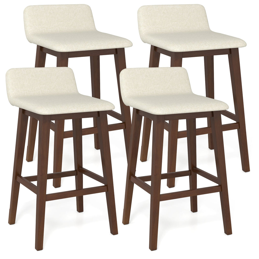 29 Inch Low-Back High-Top Chairs with Padded Seat and Rubber Wood Legs