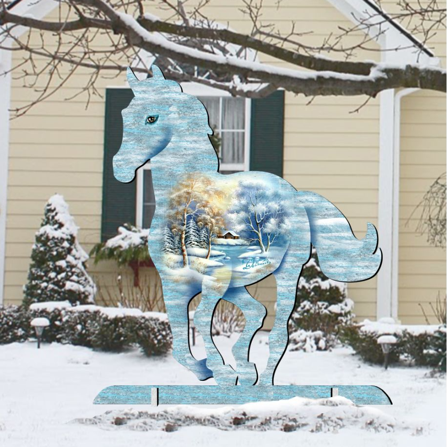 Running Pony Wildlife Outdoor Decor by G. DeBrekht - Wildlife Holiday Decor - 8198155F