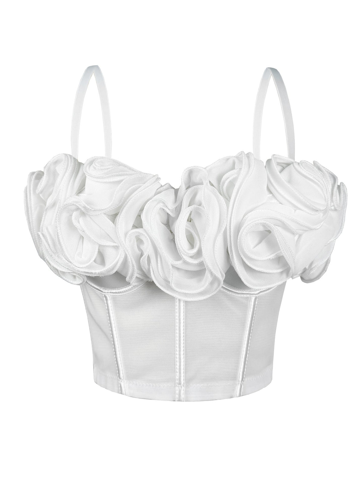 New Three-Dimensional Flower Fishbone Bra Pure Desire Tube Top Mesh Breathable Inner Fishbone Top Sexy Suspender Belt