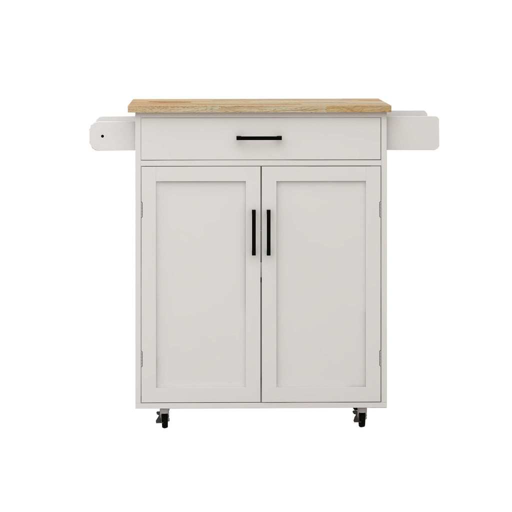 Kitchen island rolling trolley cart with 1 drawer & 2 doors with storage racks & Adjustable Shelves & towel rack