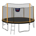 14FT Powder-coated Advanced Trampoline with Basketball Hoop Inflator and Ladder(Outer Safety Enclosure) Orange