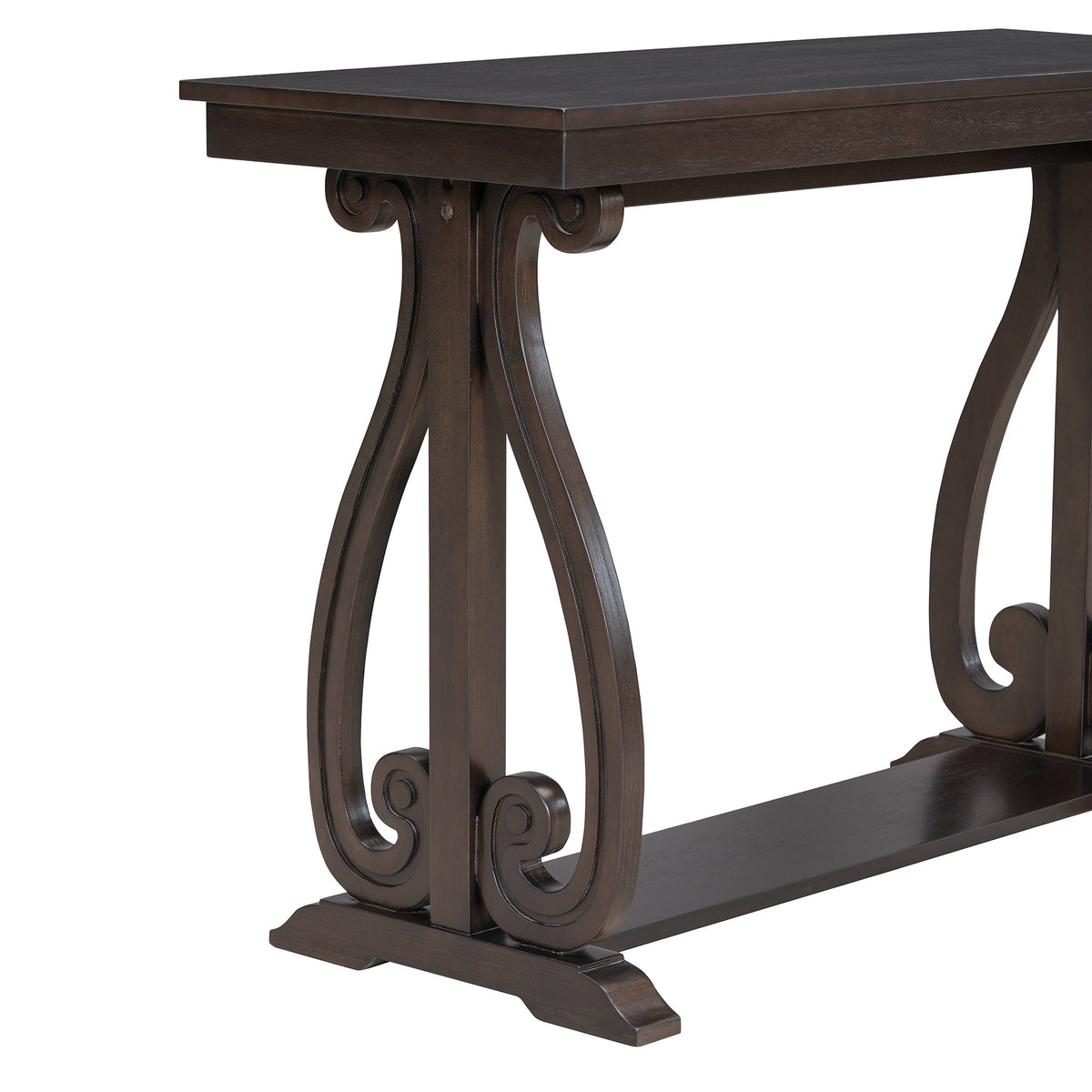 48-Inch Rustic Vintage Console Table --- Farmhouse Style Entryway Table with Open Shelf and Sturdy Construction  (Espresso)