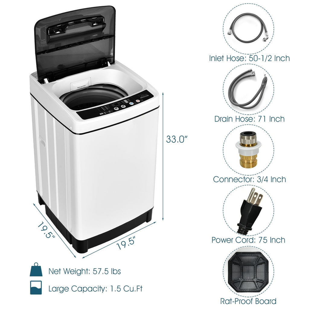 Full-Automatic Washing Machine 1.5 Cubic Feet 11 LBS Washer