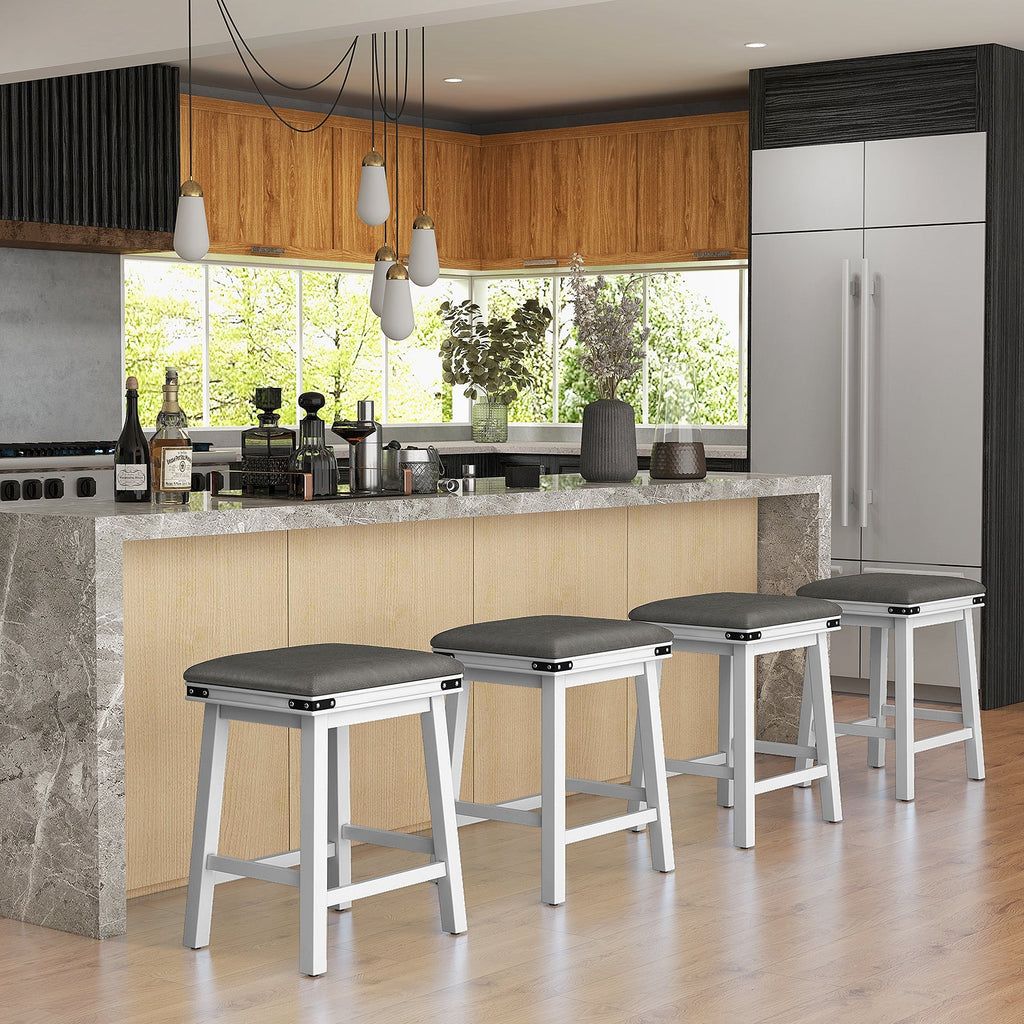 Set of 2 24/30 Inch Dining Bar Stool with Acacia Wood Frame