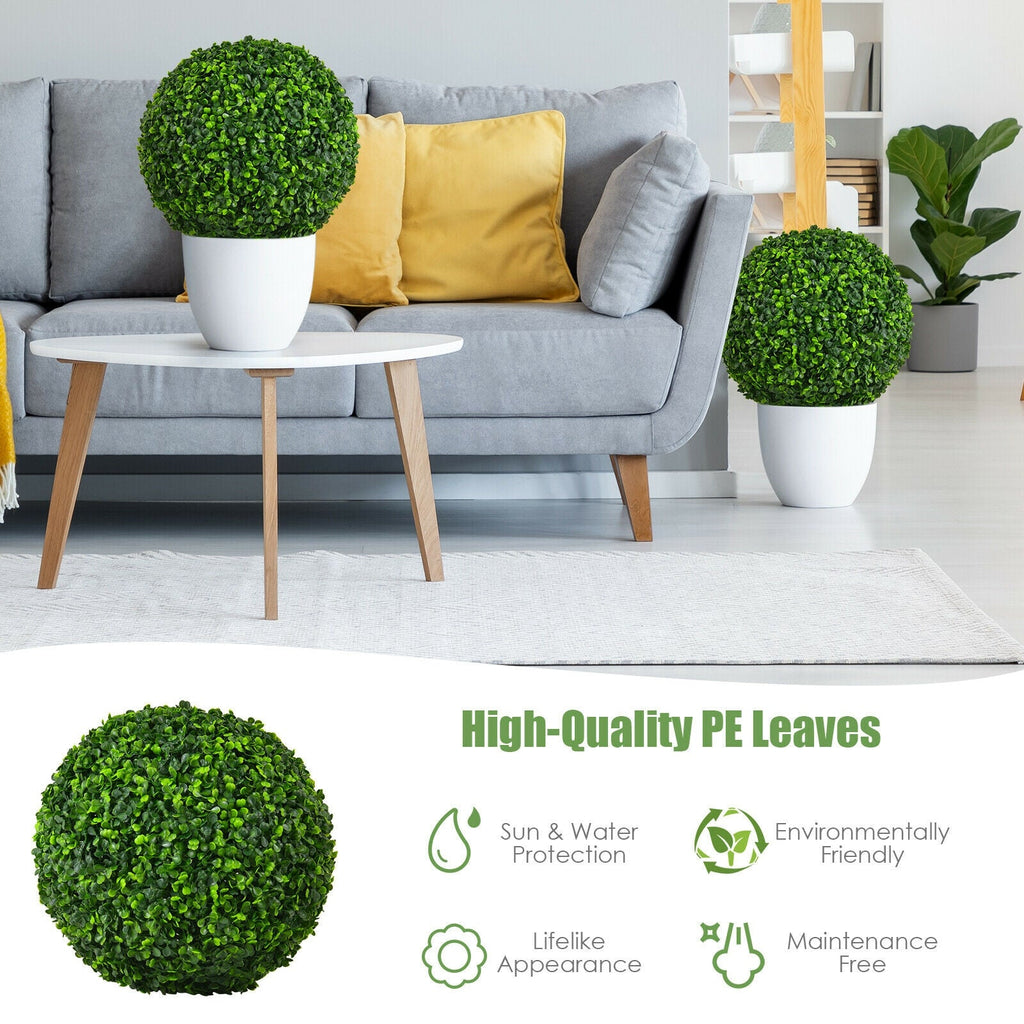 Artificial Boxwood Topiary Ball Tree Set - 15.7 Inch (2 Pieces)