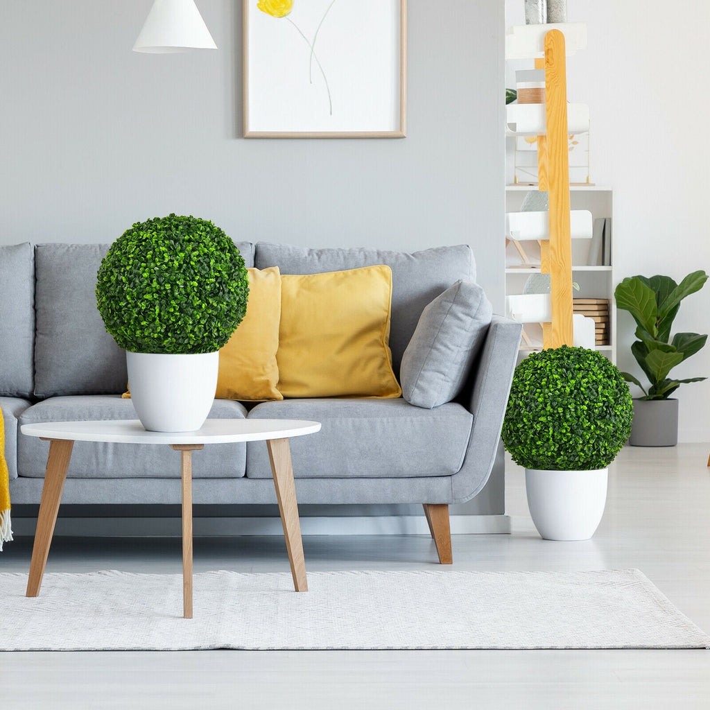 Artificial Boxwood Topiary Ball Tree Set - 15.7 Inch (2 Pieces)