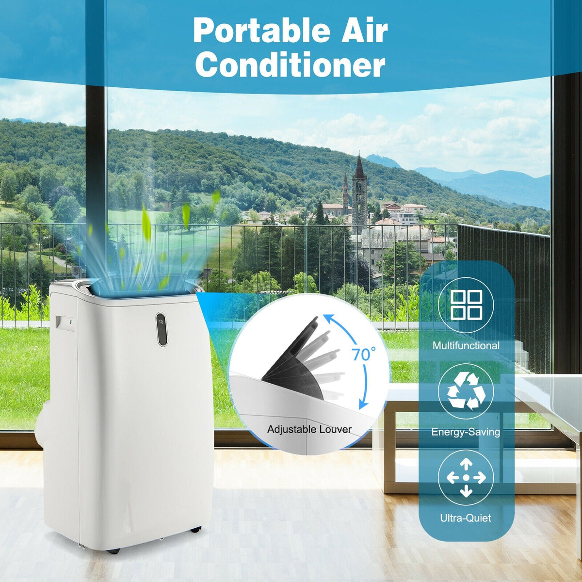12000 BTU Portable 4-in-1 Air Conditioner with Smart Control-White
