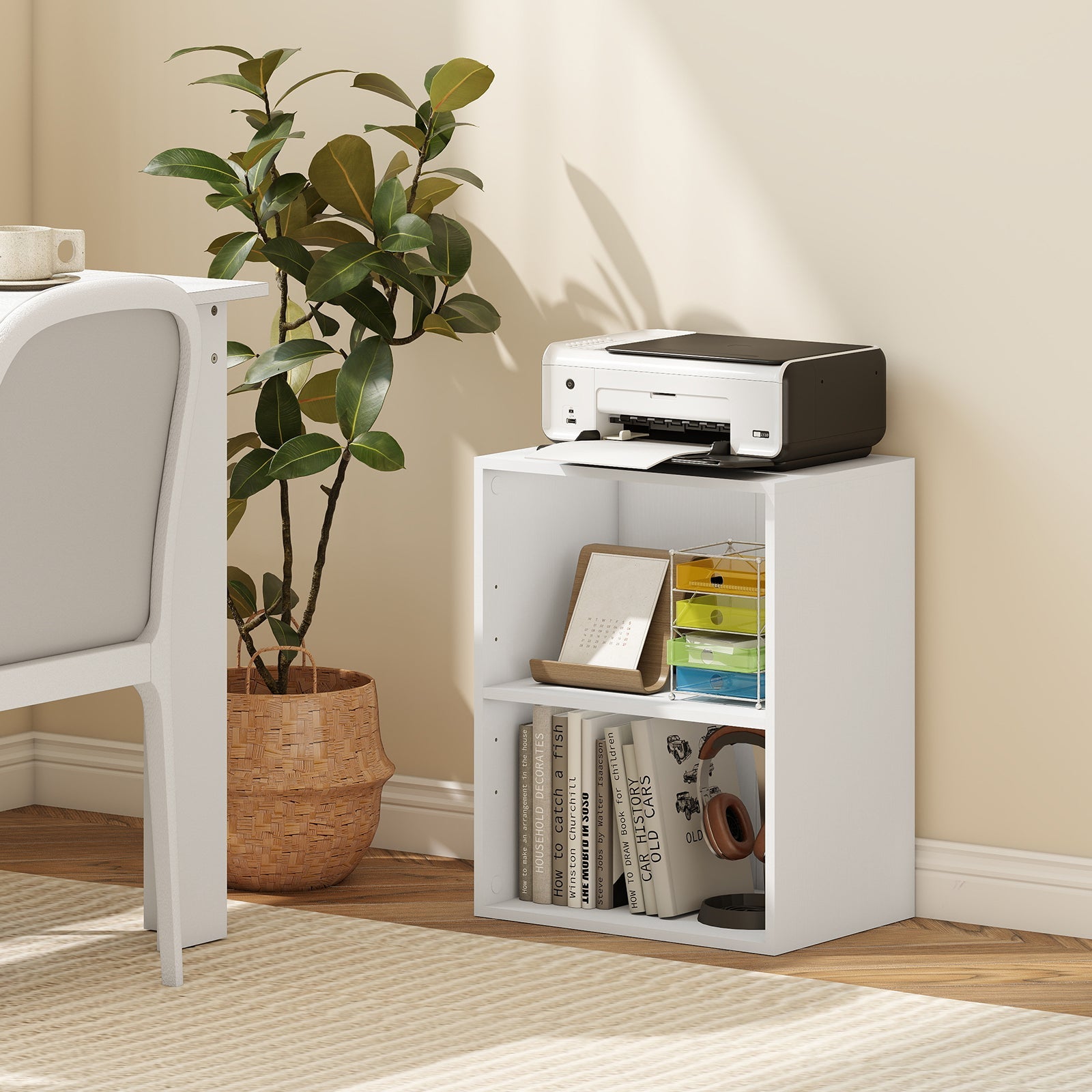 2-Cube Bookcase Set of 2 Floor Standing Open Bookshelf w/ 5-Position Adjustable Shelf