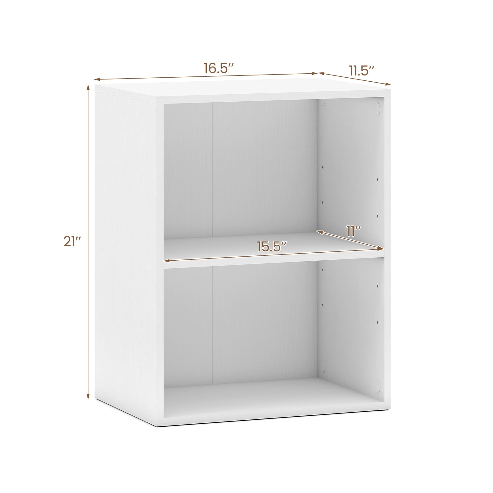 2-Cube Bookcase Set of 2 Floor Standing Open Bookshelf w/ 5-Position Adjustable Shelf