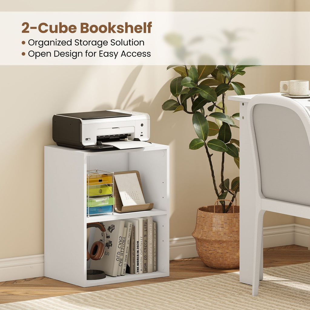 2-Cube Bookcase Set of 2 Floor Standing Open Bookshelf w/ 5-Position Adjustable Shelf