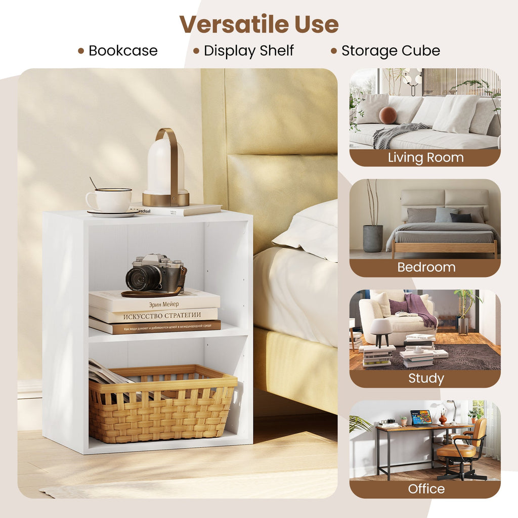 2-Cube Bookcase Set of 2 Floor Standing Open Bookshelf w/ 5-Position Adjustable Shelf