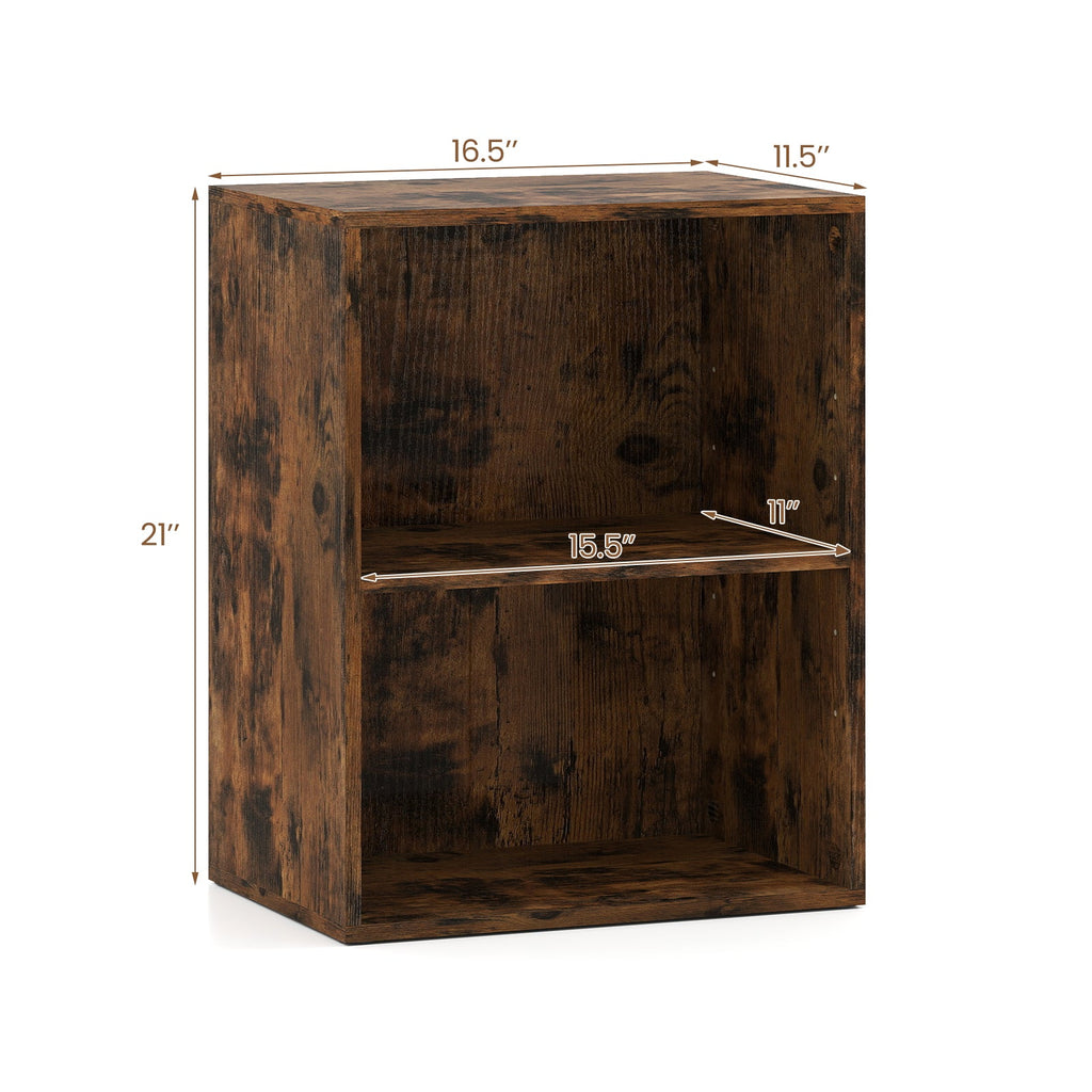 2-Cube Bookcase Set of 2 Floor Standing Open Bookshelf w/ 5-Position Adjustable Shelf