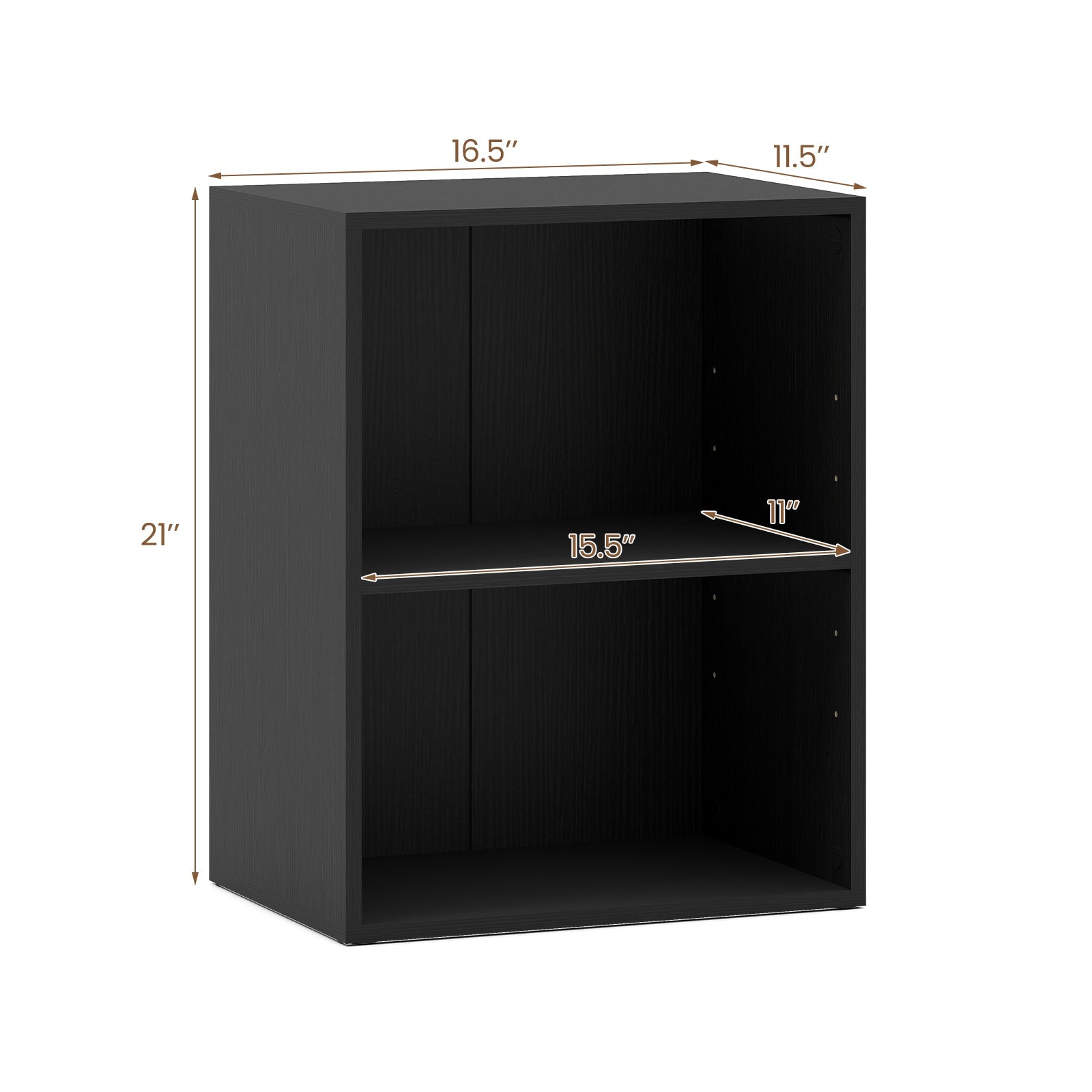 2-Cube Bookcase Set of 2 Floor Standing Open Bookshelf w/ 5-Position Adjustable Shelf